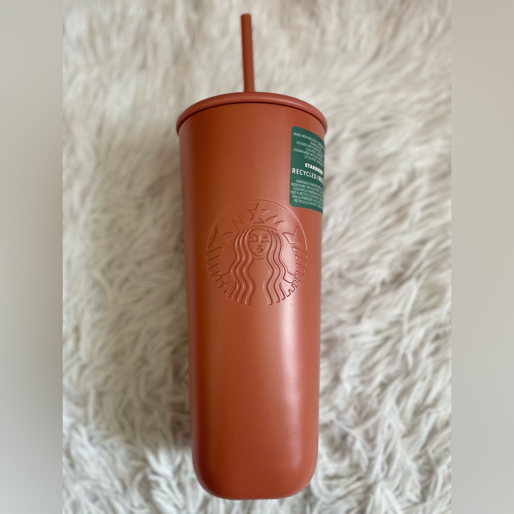NEW Starbucks 24oz Terracotta Brown Orange Recycled Triangle Cold Cup Tumbler